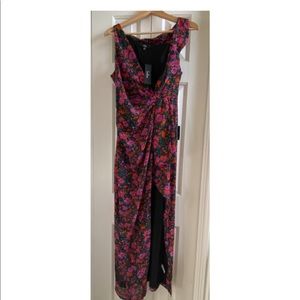 Lulus Black Floral Print Off-the-Shoulder Maxi Dress sz s